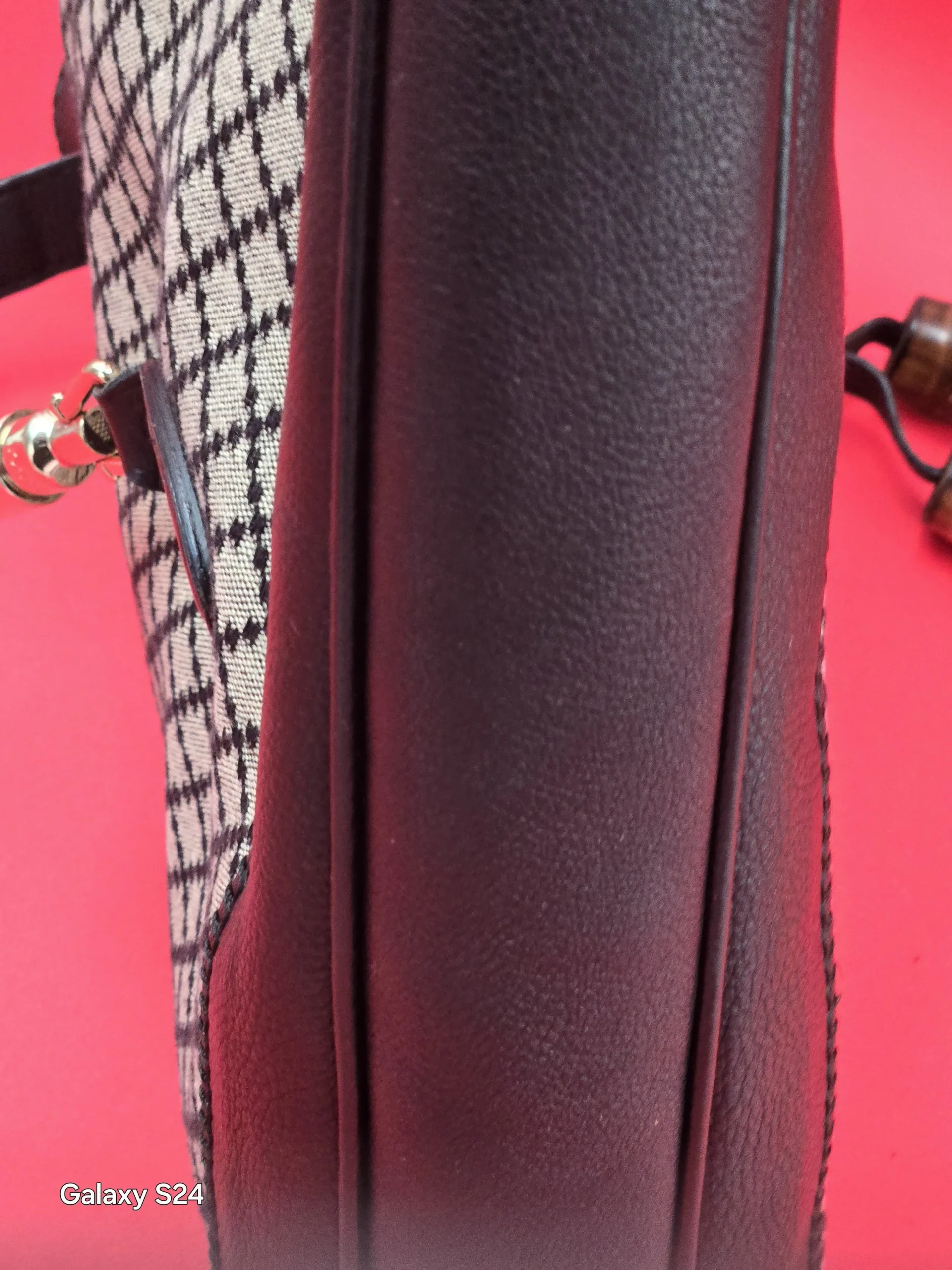 GUCCI SHOULDER BAG HANDBAG JACKIE DIAMANTE CANVAS BAMBOO TASSEL. PRE-LOVED. - Image 4