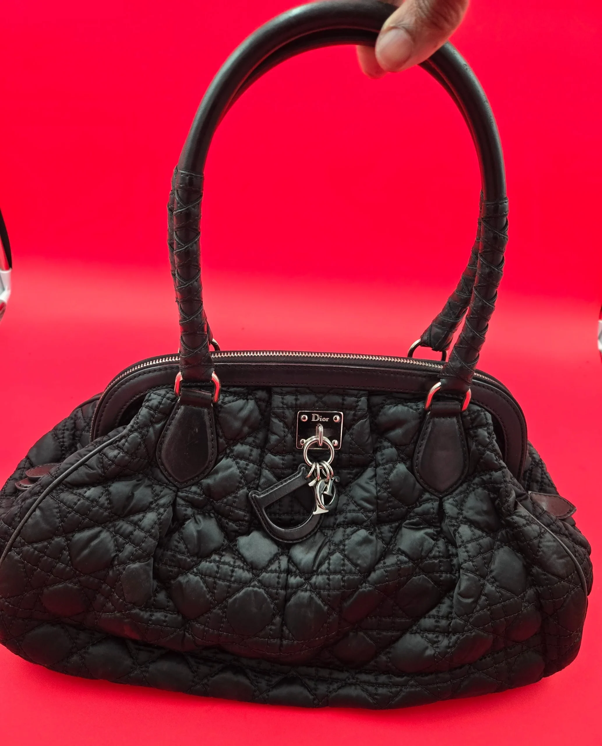 Christian Dior handbag shoulder Cannage zip nylon black NWOT Japan authentic. - Image 2