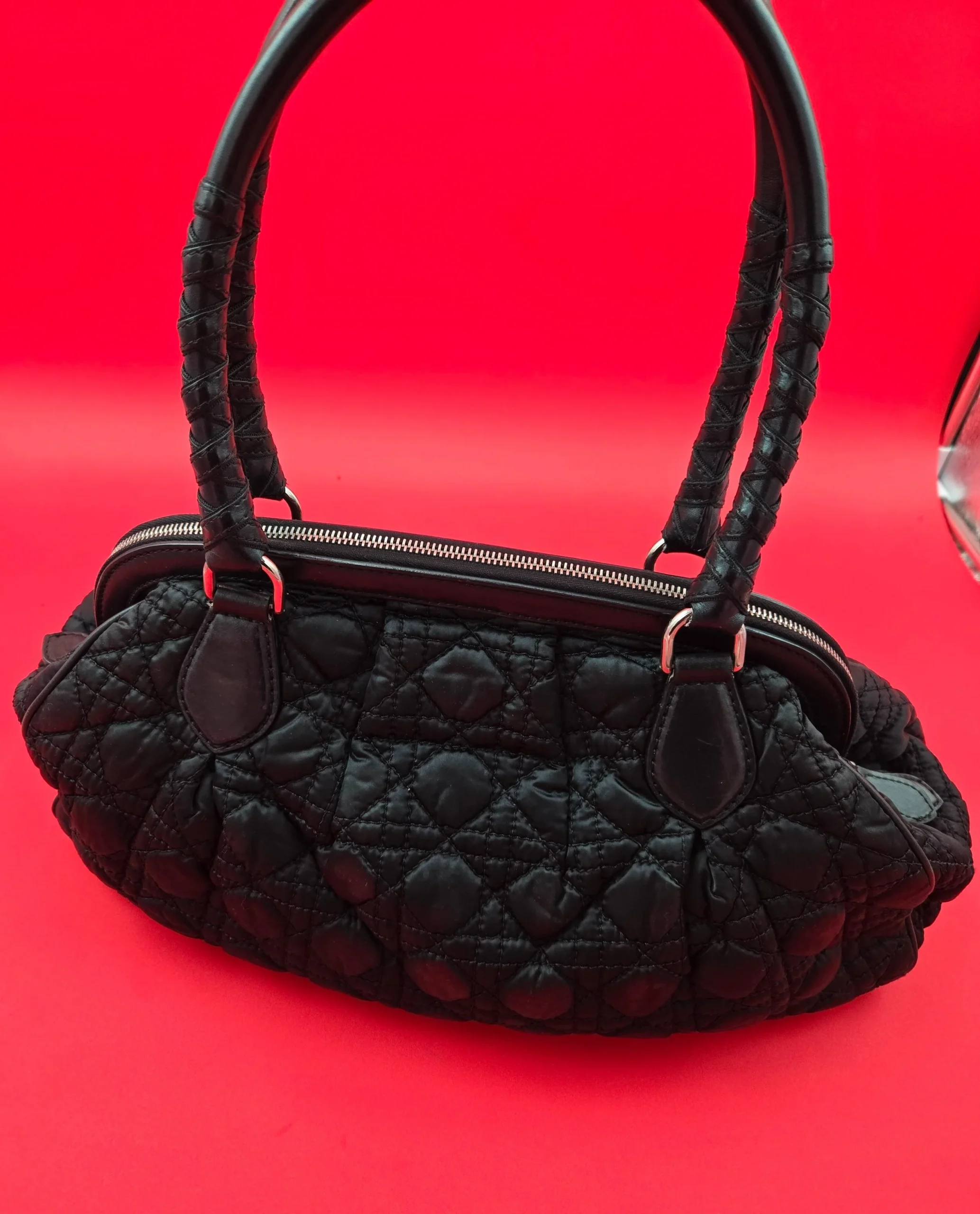 Christian Dior handbag shoulder Cannage zip nylon black NWOT Japan authentic. - Image 3
