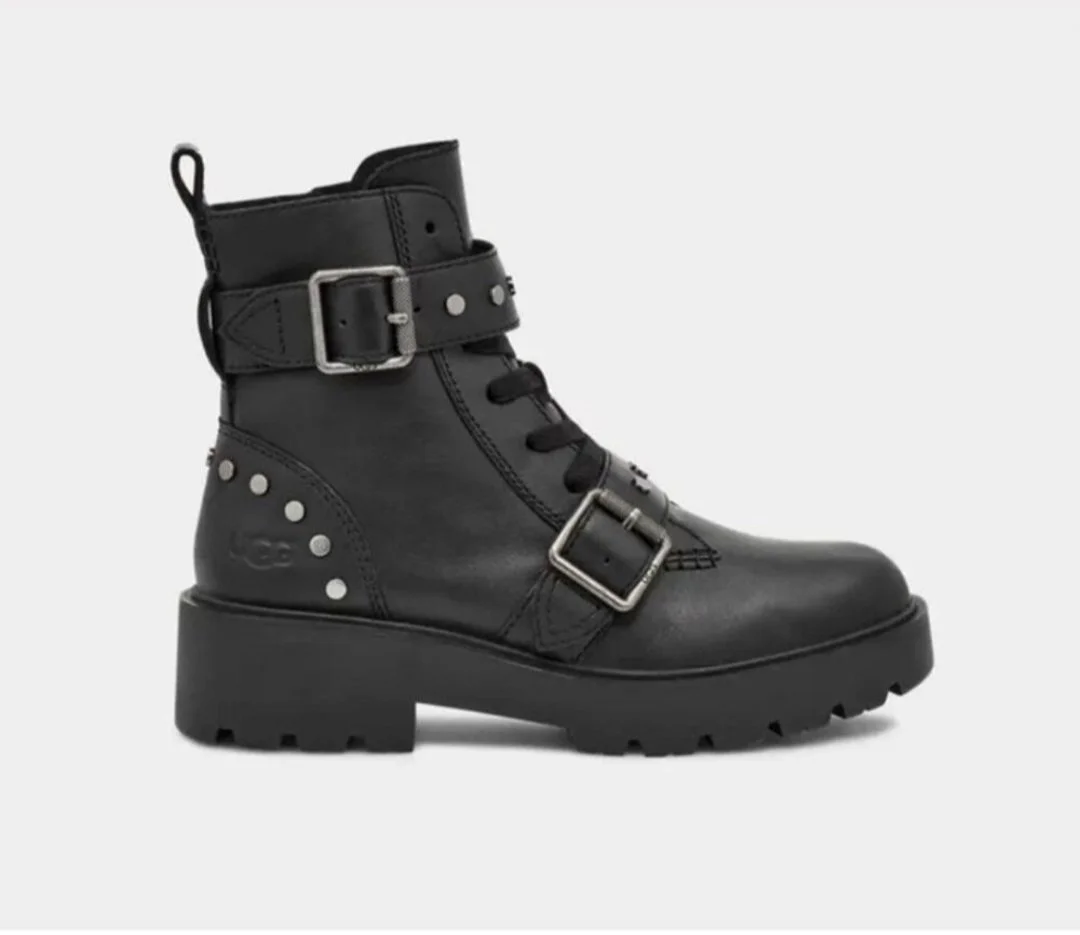 UGG ZORRAH STUDS LEATHER MOTO BOOTS WOMEN'S NWT size8.5. - Image 3