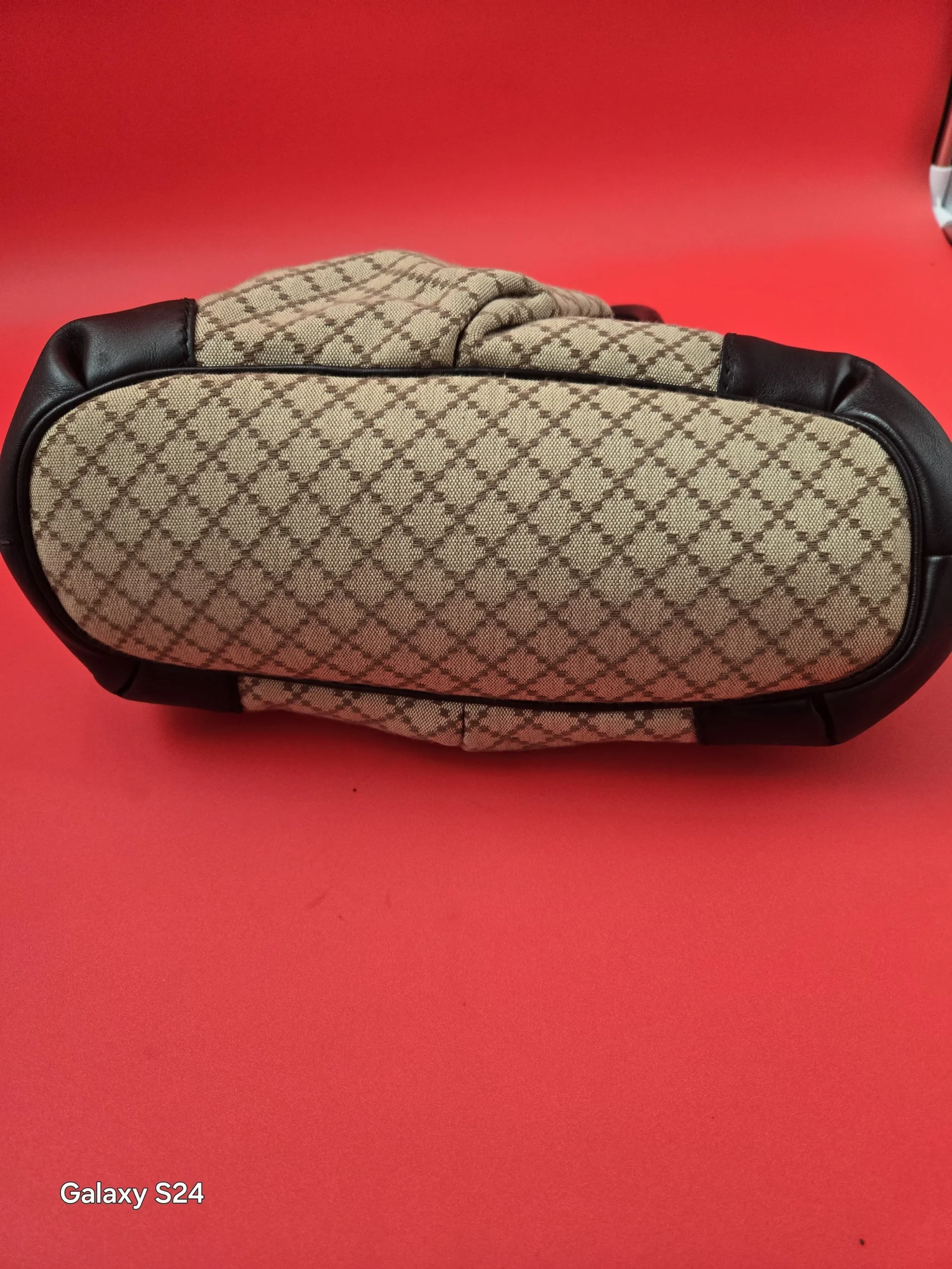GUCCI GG INTERLOCKING DIAMANTE SHOULDER / HANDBAG CANVAS ANS LEATHER BEIGE pre-Loved - Image 5