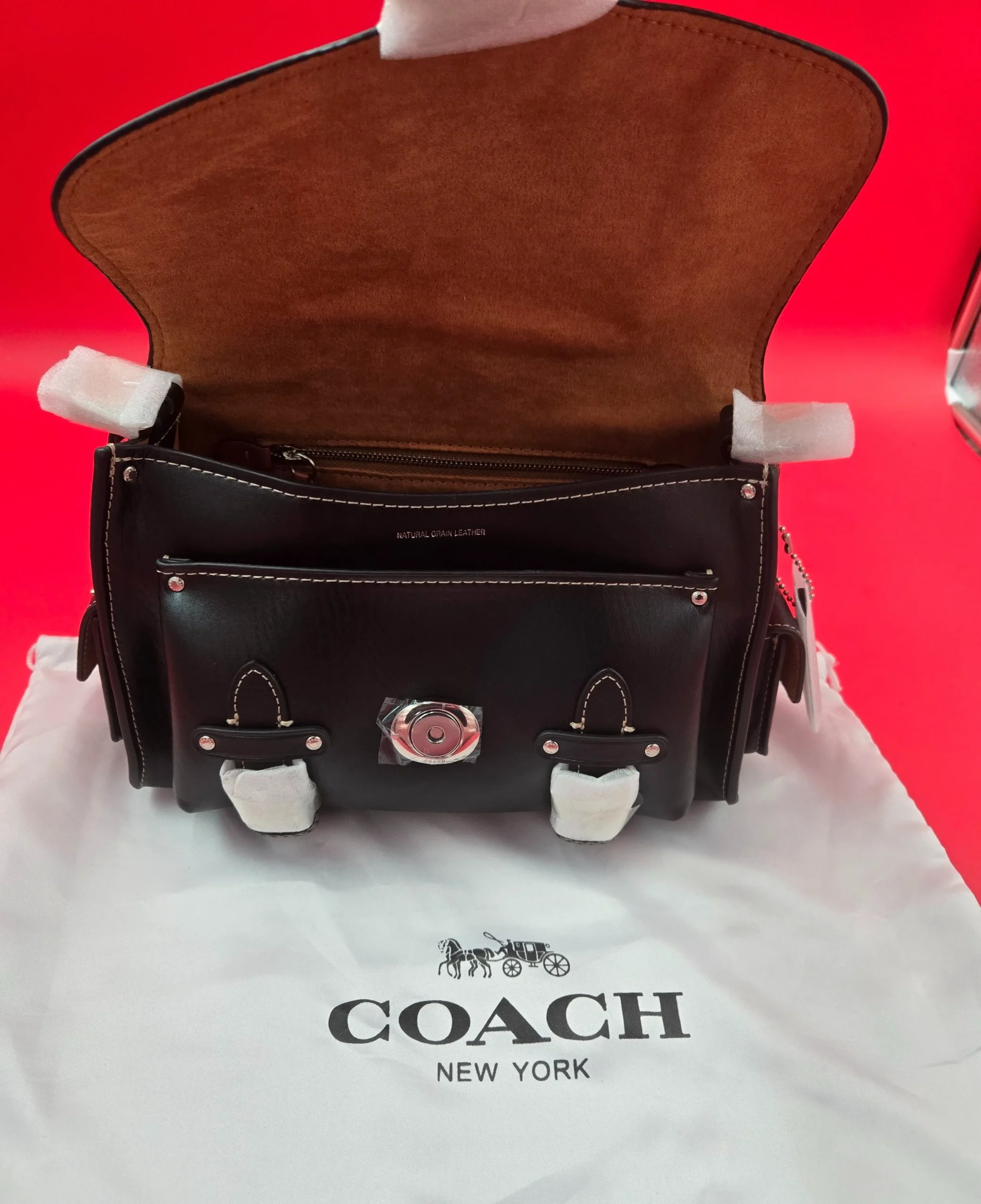 COACH BLACK CARGO SMOOTH LEATHER TABBY SHOULDER BAG MOTORCYCLE STYLE. NEW. - Image 2