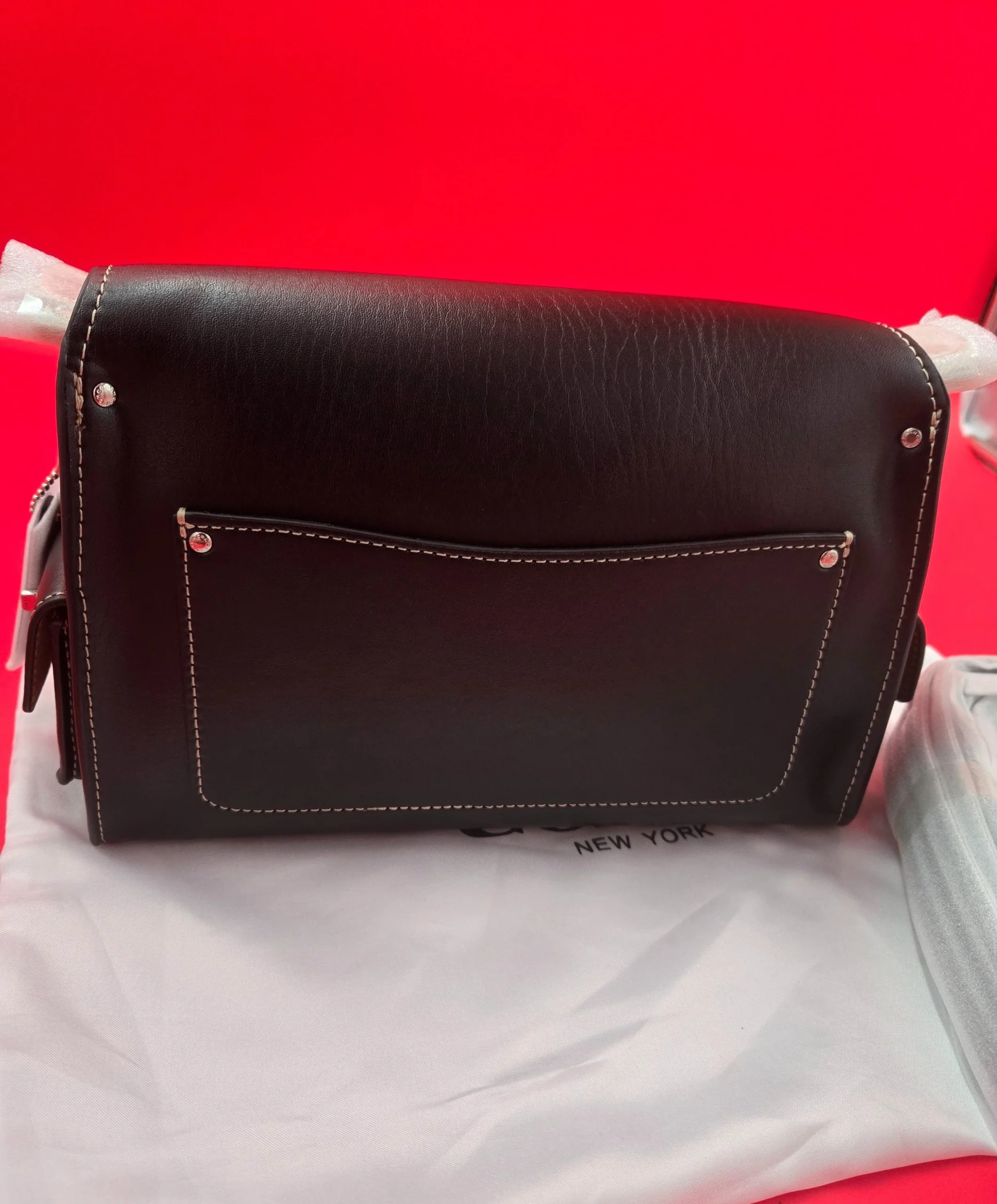 COACH BLACK CARGO SMOOTH LEATHER TABBY SHOULDER BAG MOTORCYCLE STYLE. NEW. - Image 4