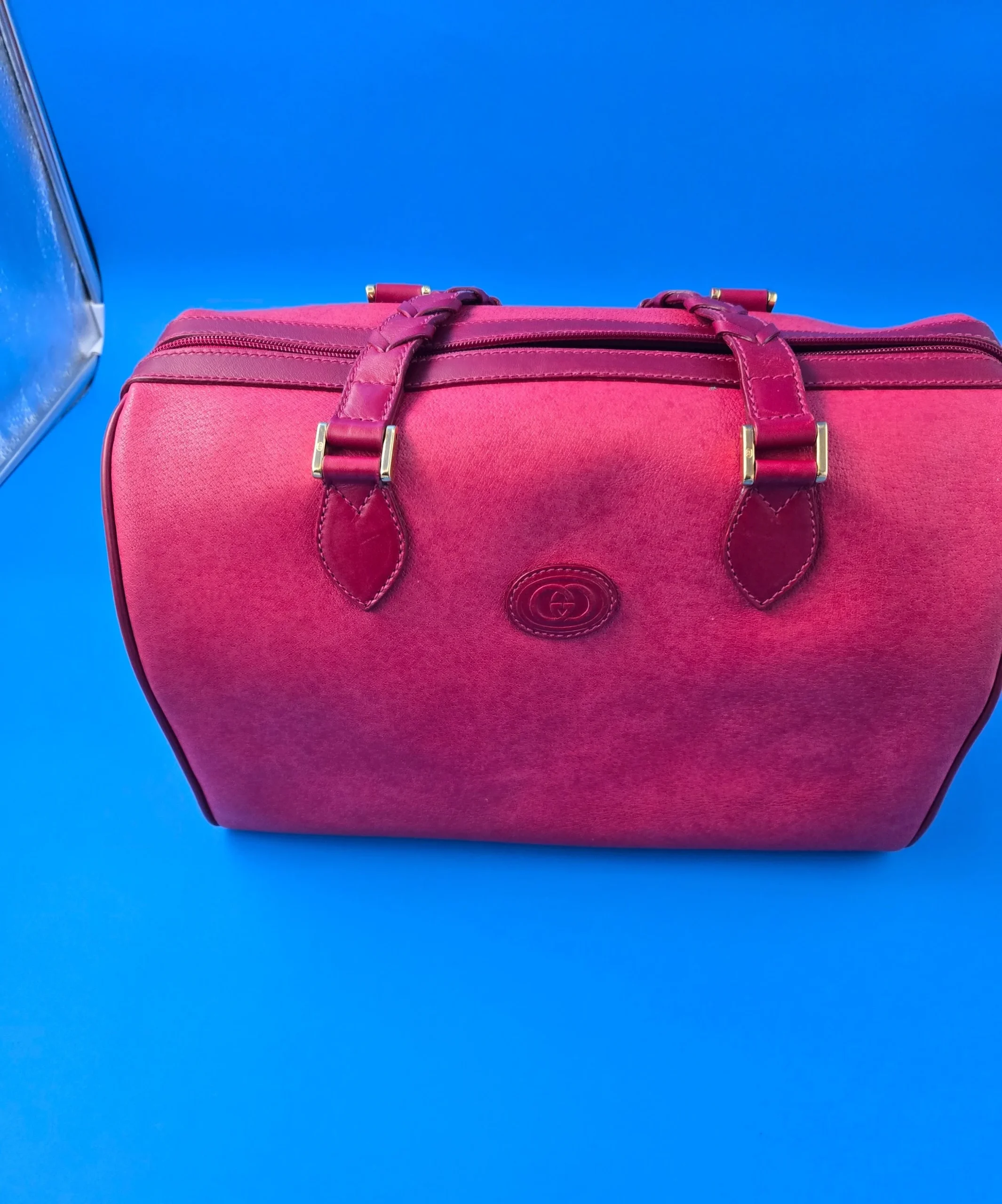 GUCCI GG WOMEN'S BOSTON HANDBAG LEATHER Color Red Pre-Loved. - Image 2