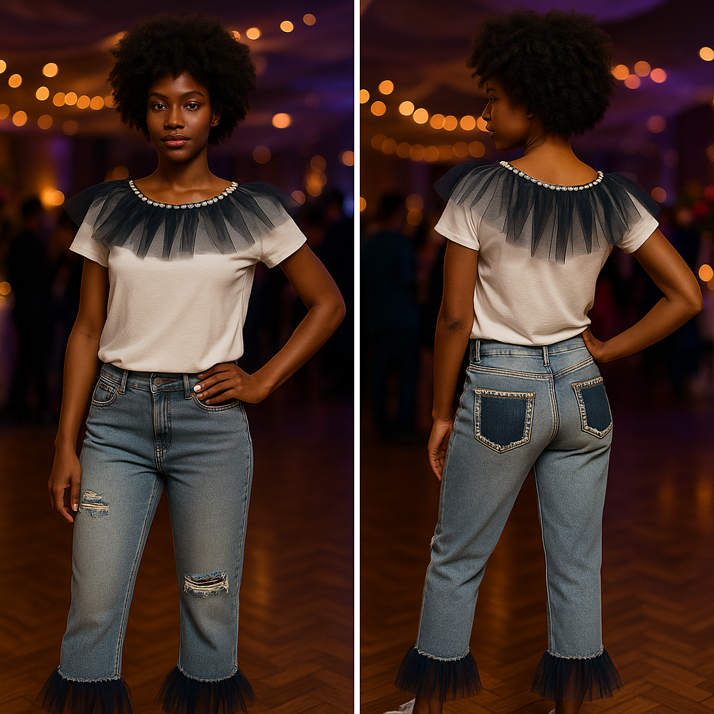 Maxine Remix Asymmetrical Tulle Tee - Image 3