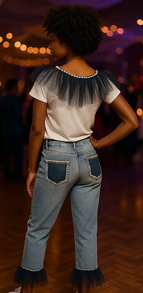 Maxine Remix Asymmetrical Tulle Tee - Image 2