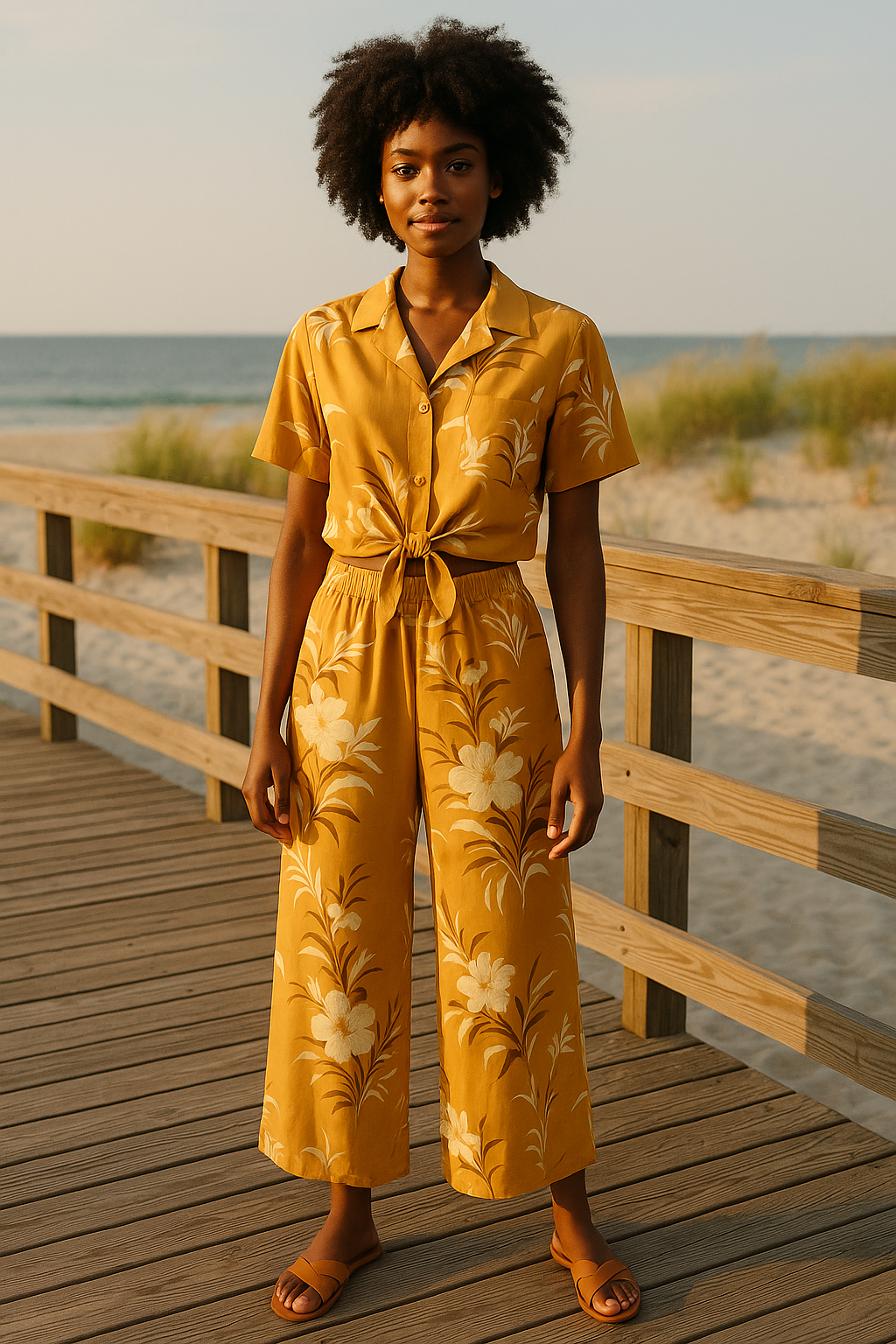 RACHAEL 2 Pieces Set MUSTARD Floral Summer Wear NEW Size Small - Image 2