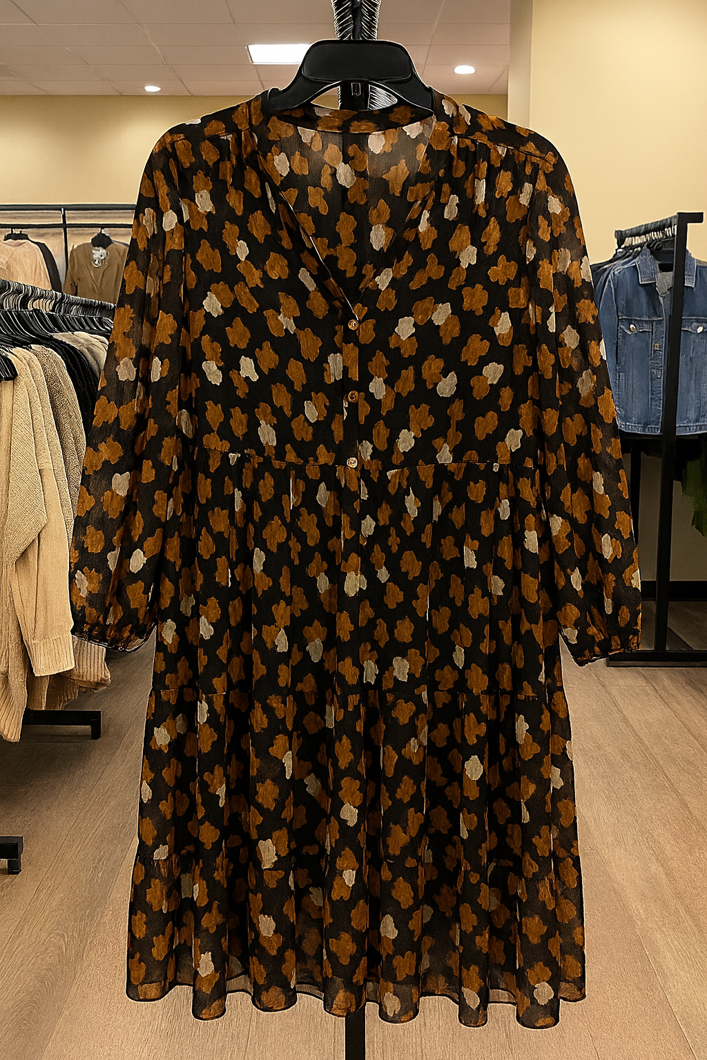 JULIA JORDAN EARTHY FLORAL PATTERN SHEER DRESS Size 14 New - Image 2