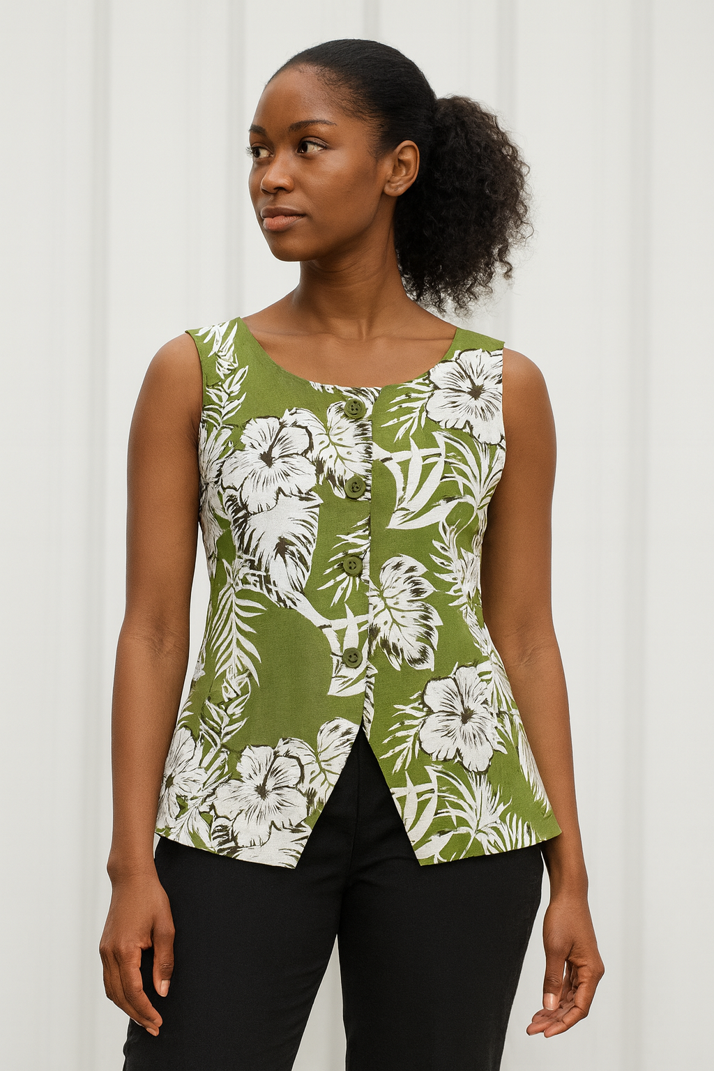 RACHEL ROY TROPICAL FLORAL LINEN VEST TOP New Size Small - Image 2