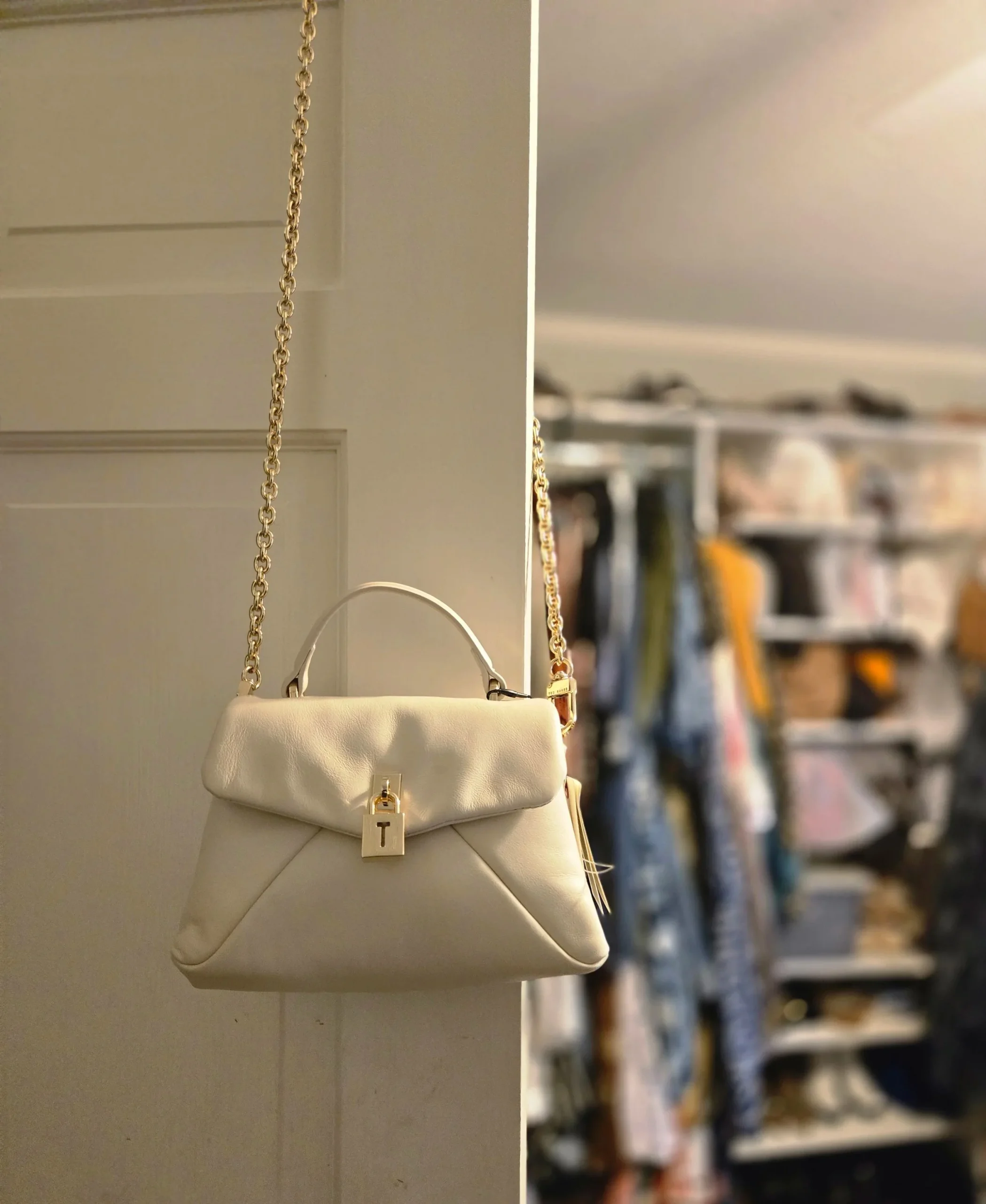 Mini Ted Baker Cream Crossbody Bag with Lock Closure - Image 2
