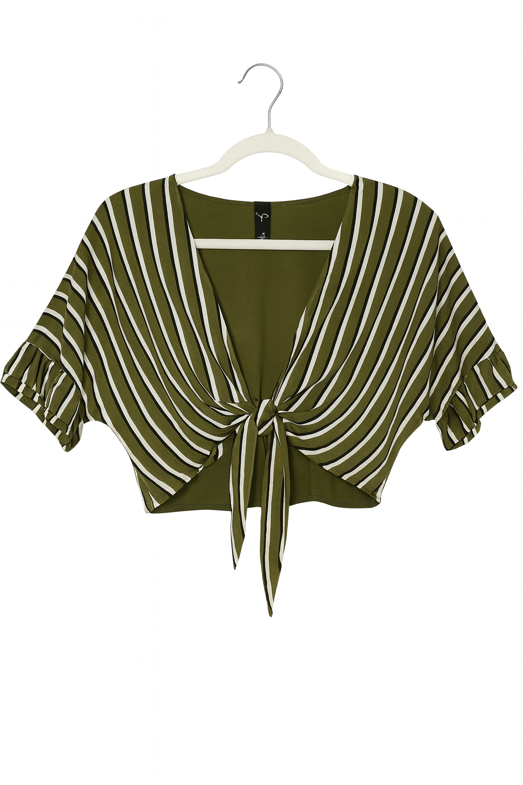 WINNSOR STRIPED TIE-FRONT CROP TOP Size Small - Image 2
