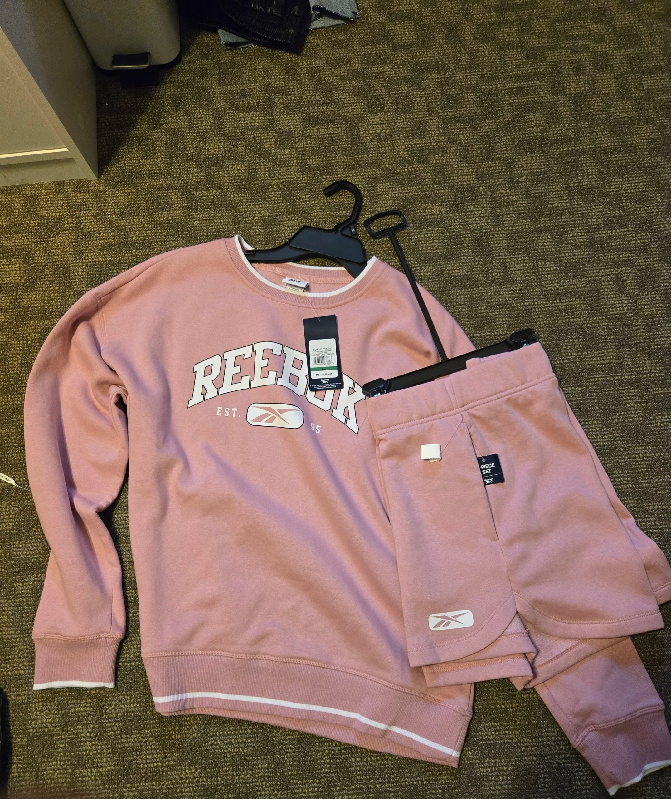 REEBOK PINK 2 PIECE, LONG SLEEVE SHORT SET Size X-Large New - Image 2