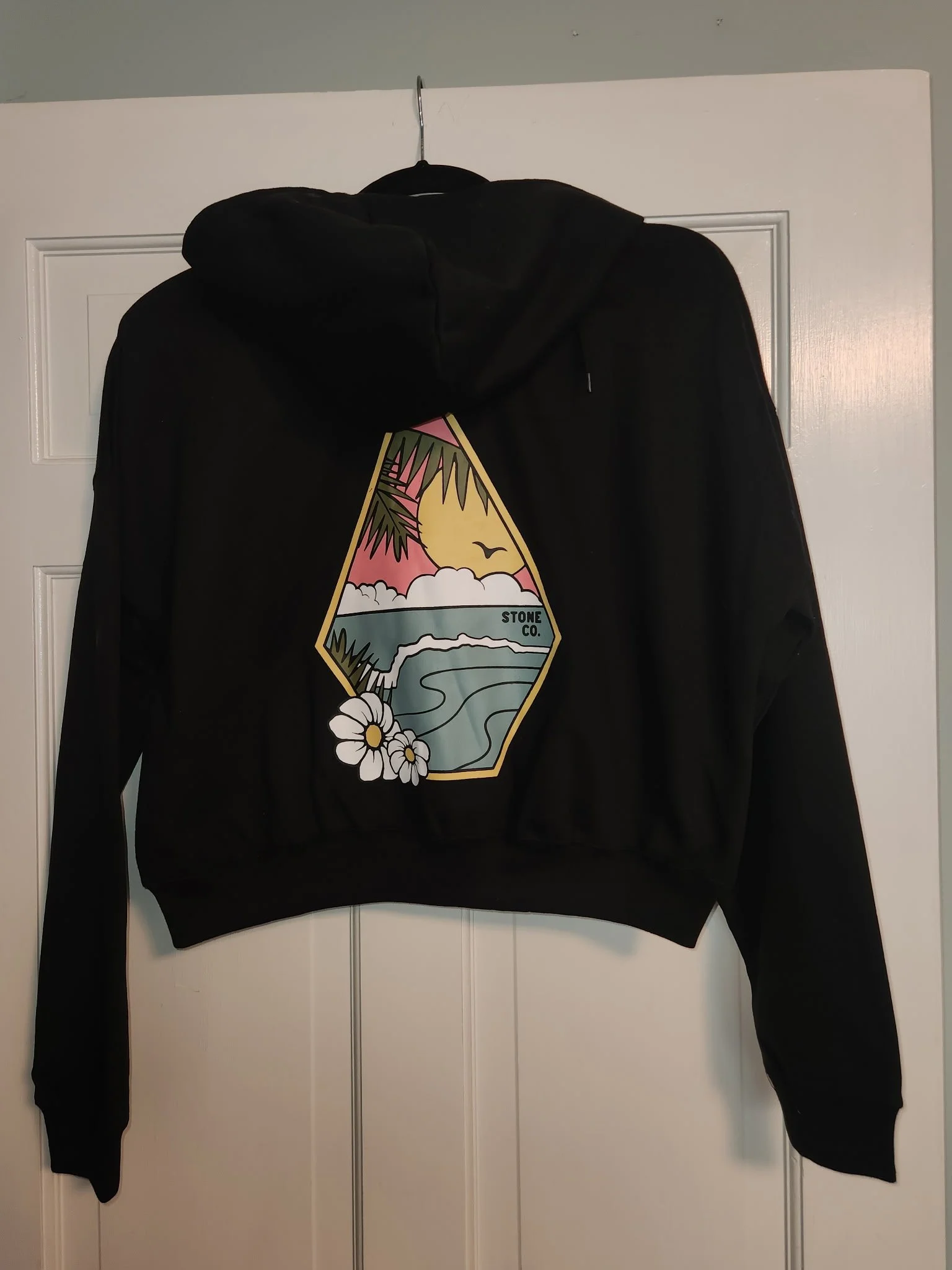 VOLCOM BLACK GRAPHIC LONG SLEEVE ZIPPER FRONT HOODIE New Size X-Small - Image 3