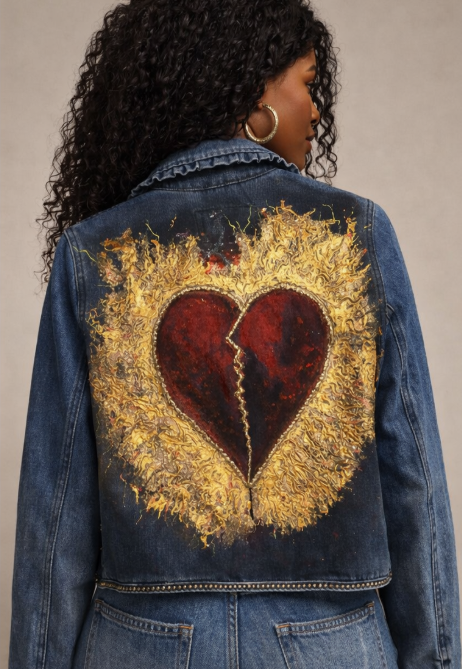Golden Heartbreak Denim Jacket – Remix by Maxine Fashion Closet - Image 2