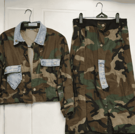 Camouflage remix set with jacket and pants for a trendy streetwear look.